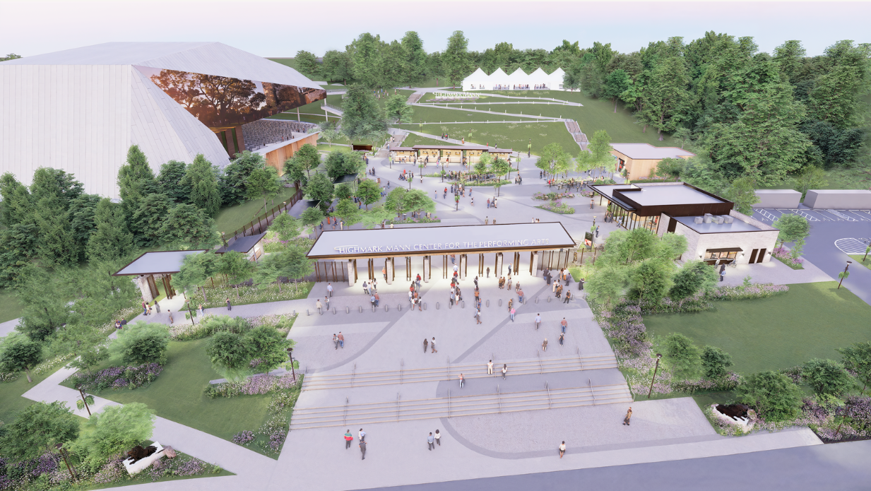 Aerial view of the South Plaza renovations