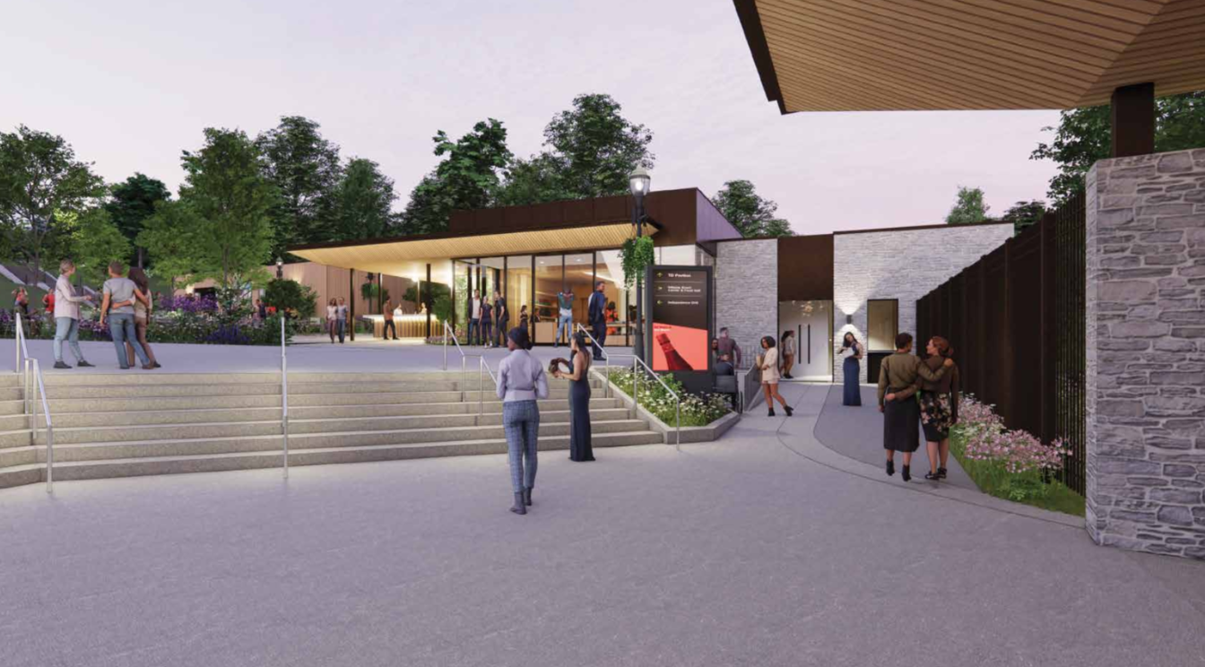 Rendering view of new Welcome Center and Plaza