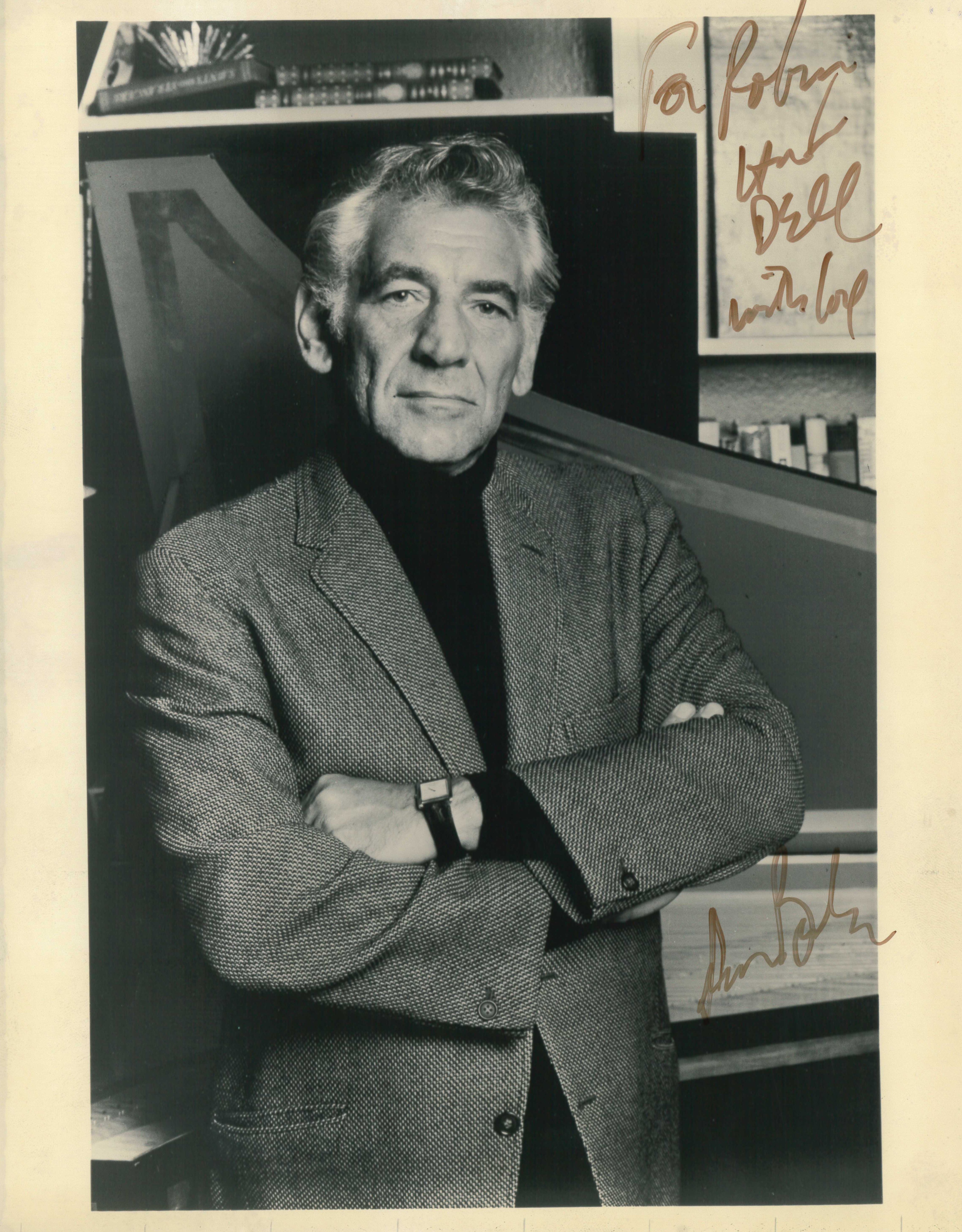 Signed headshot of Leonard Bernstein