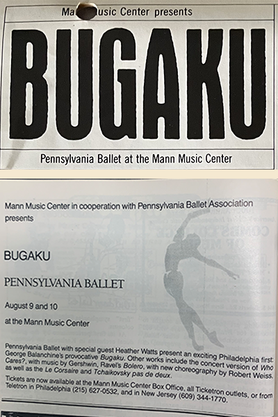 Program Pennsylvania Ballet's 1984 debut at the Mann.