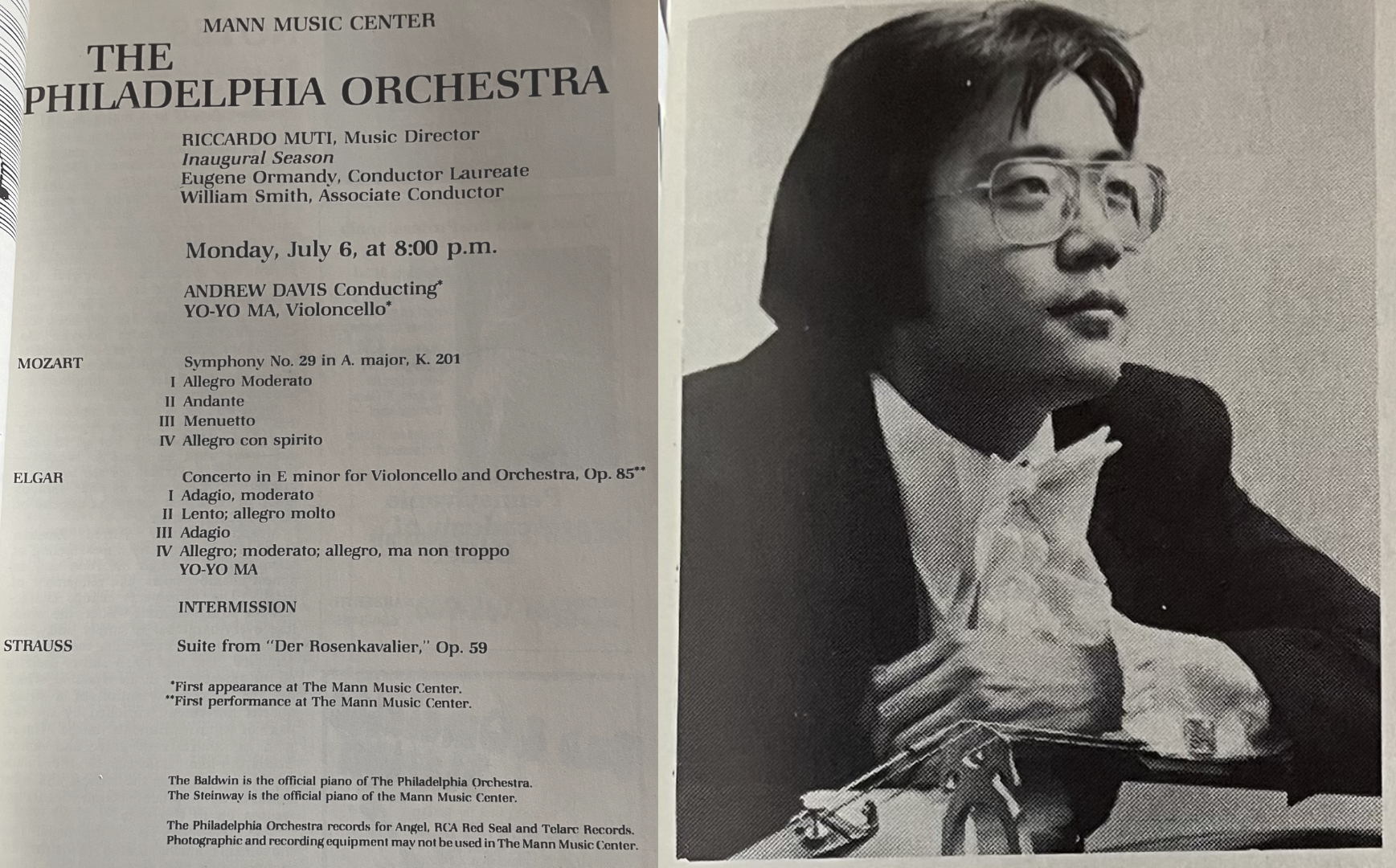 Yo Yo Ma Photo and Program