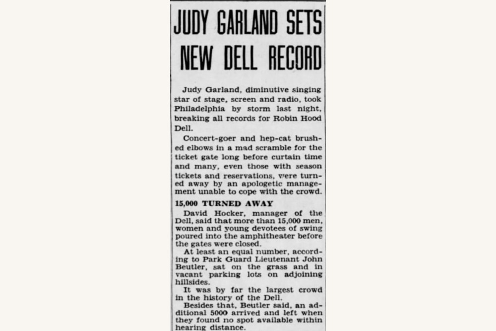 Judy Garland report in the Inquirer 1943