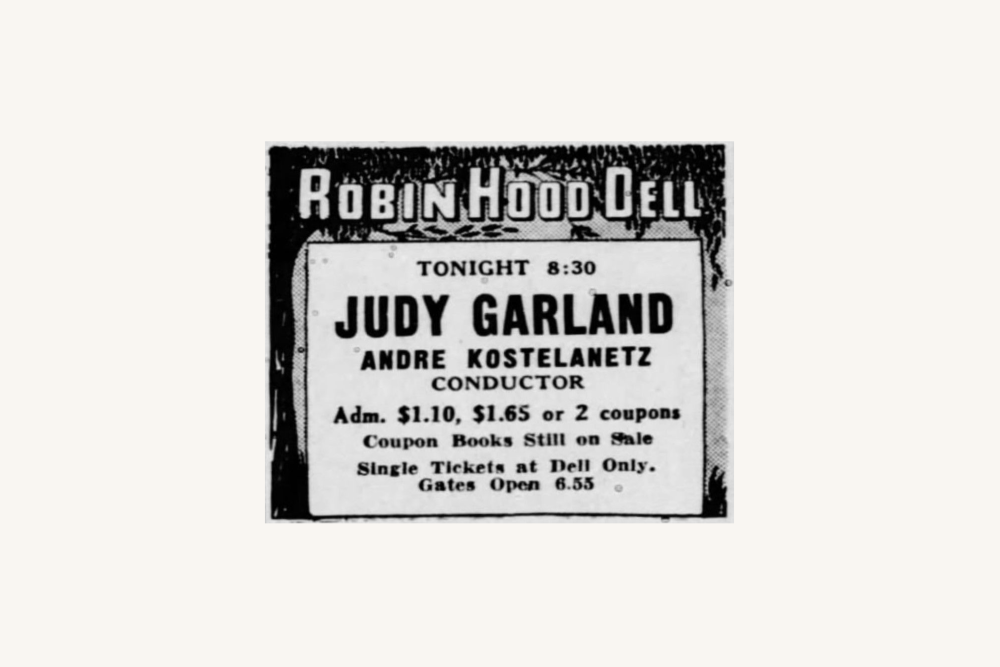 Judy Garland ad in the Philadelphia Inquirer 1943