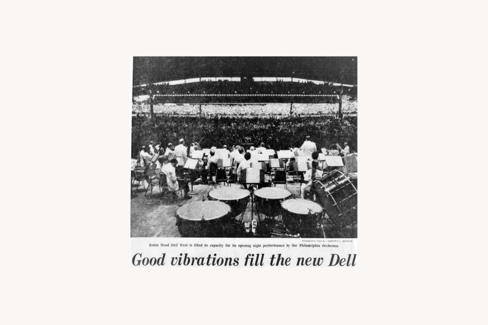 Inquirer coverage of the Robin Hood Dell West opening 1976