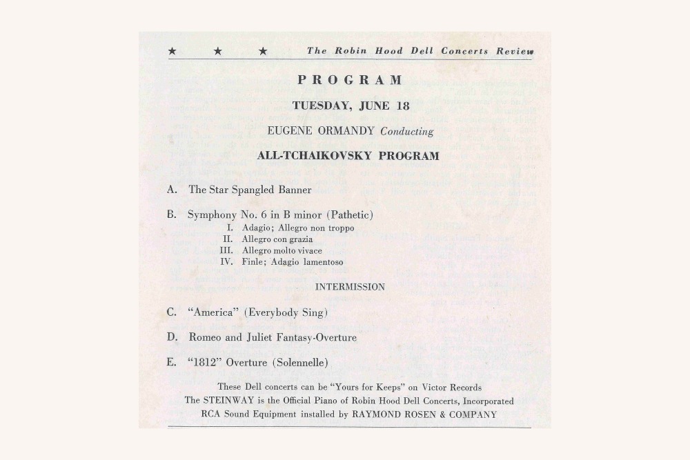 Program for June 18, 1940 All Tchaikovsky Concert
