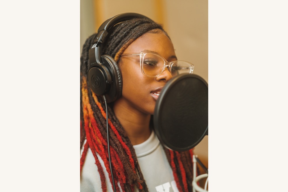 Music Industry Training Program student in the studio