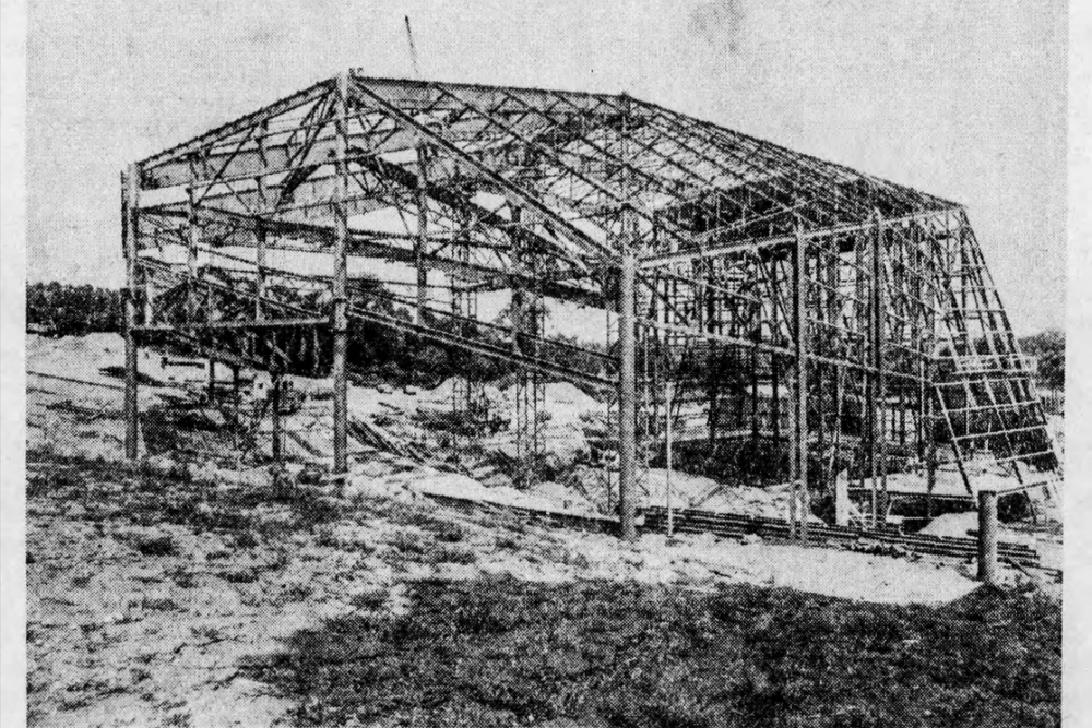 Image of construction of the Mann featured in The Philadelphia Inquirer, 1975.